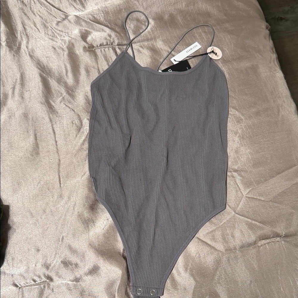 Forever 21 Gray Ribbed Bodysuit